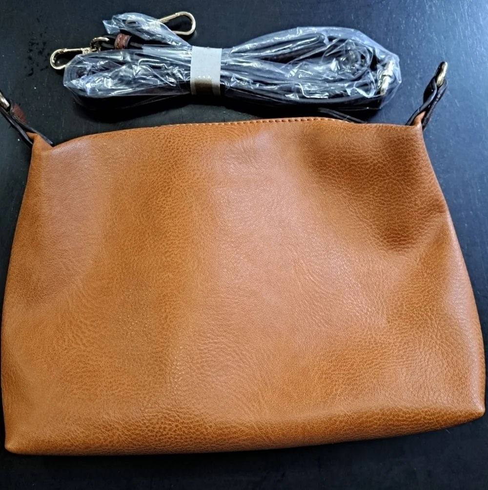 NWOT 3 in One Faux  Leather Satchel Crossbody Structured Design and Pull Out Bag